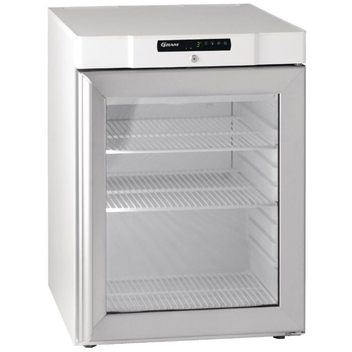 Gram Compact 1 Glass Door 125Ltr Undercounter Fridge White KG210 LG 3W