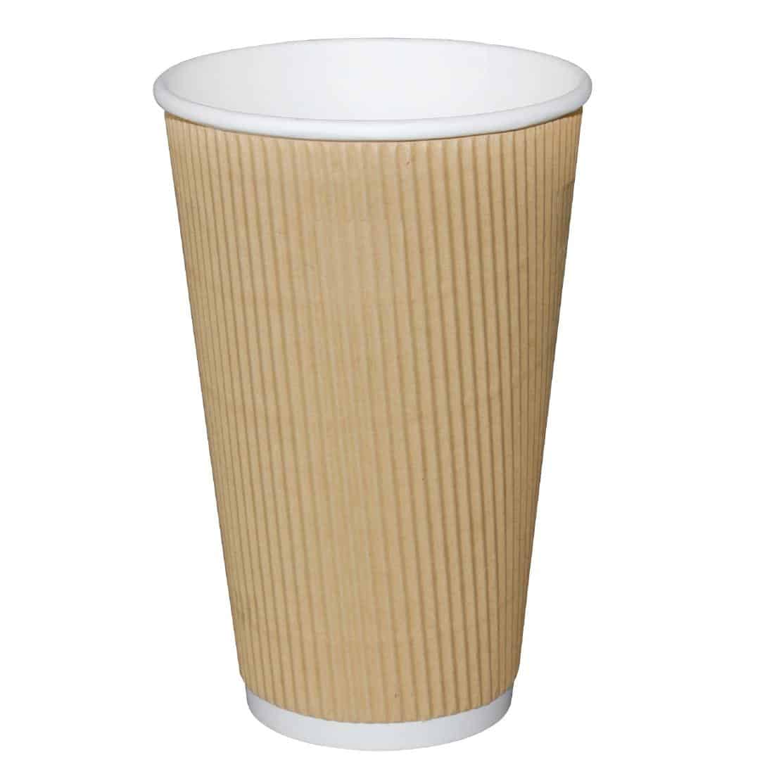 Fiesta Ripple Wall Takeaway Coffee Cups Kraft 455ml / 16oz x 500