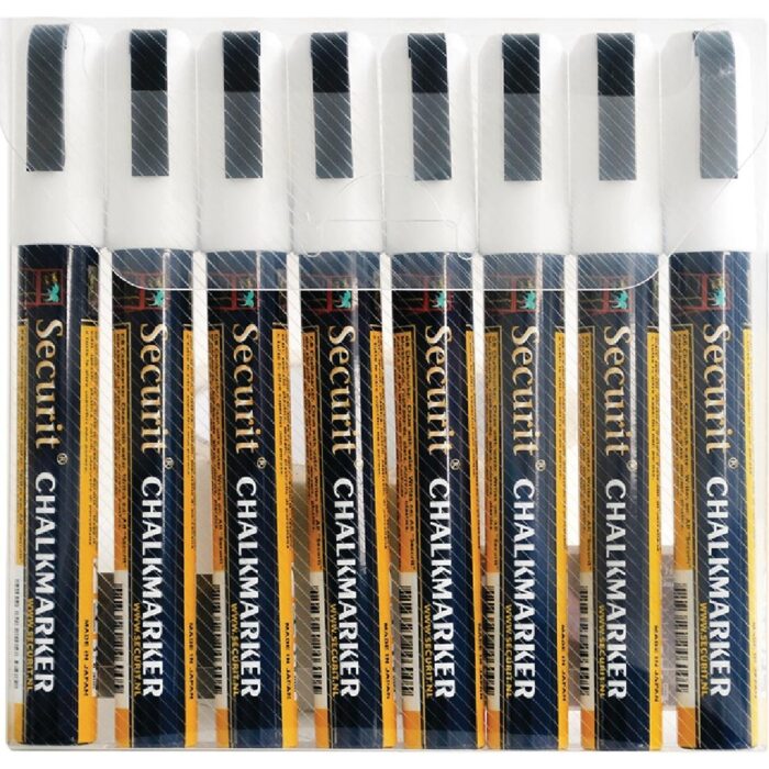 Set of 8 Securit 6mm Liquid Chalk Pens White