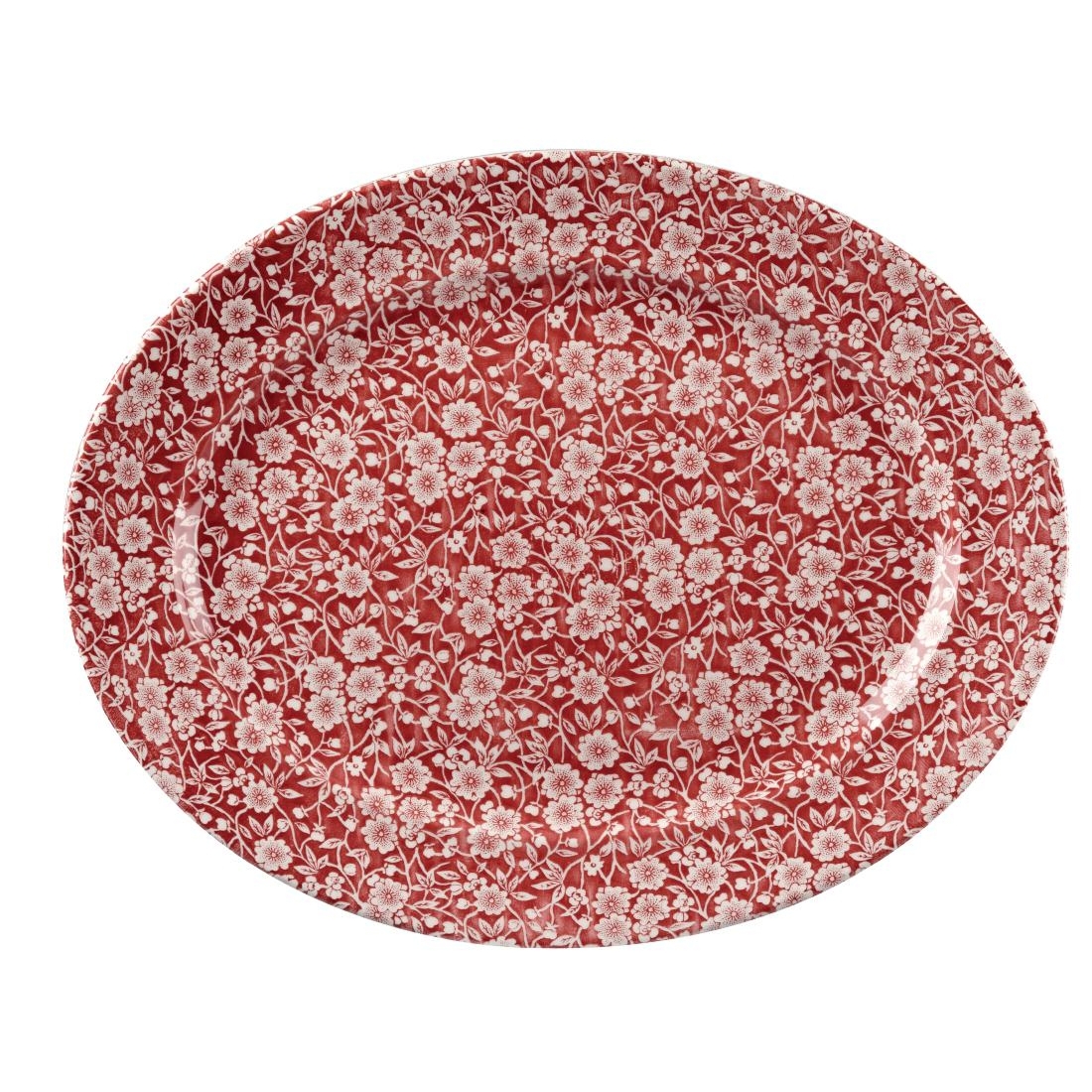 Churchill Vintage Prints Oval Dishes Cranberry Print 365mm