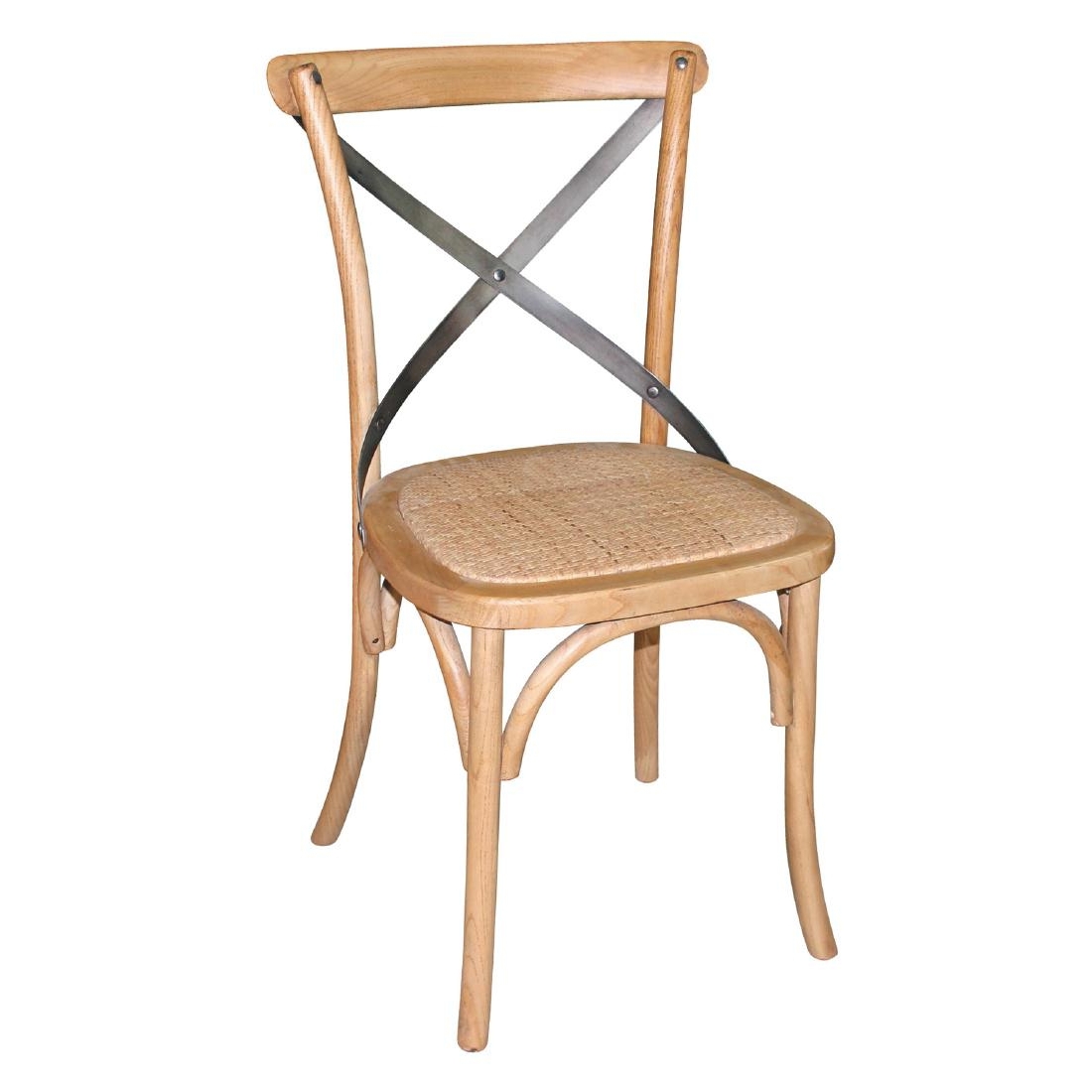 Bolero Natural Wooden Dining Chairs with Backrest (Pack of 2)