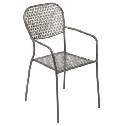 Bolero Grey Steel Patterned Bistro Armchairs (Pack of 4)