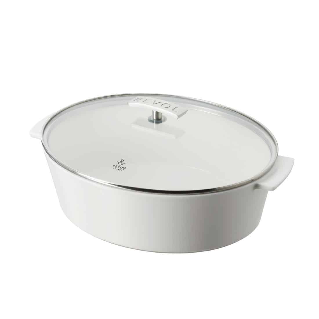 Revol Revolution Oval Cocotte Glass Lid White Body