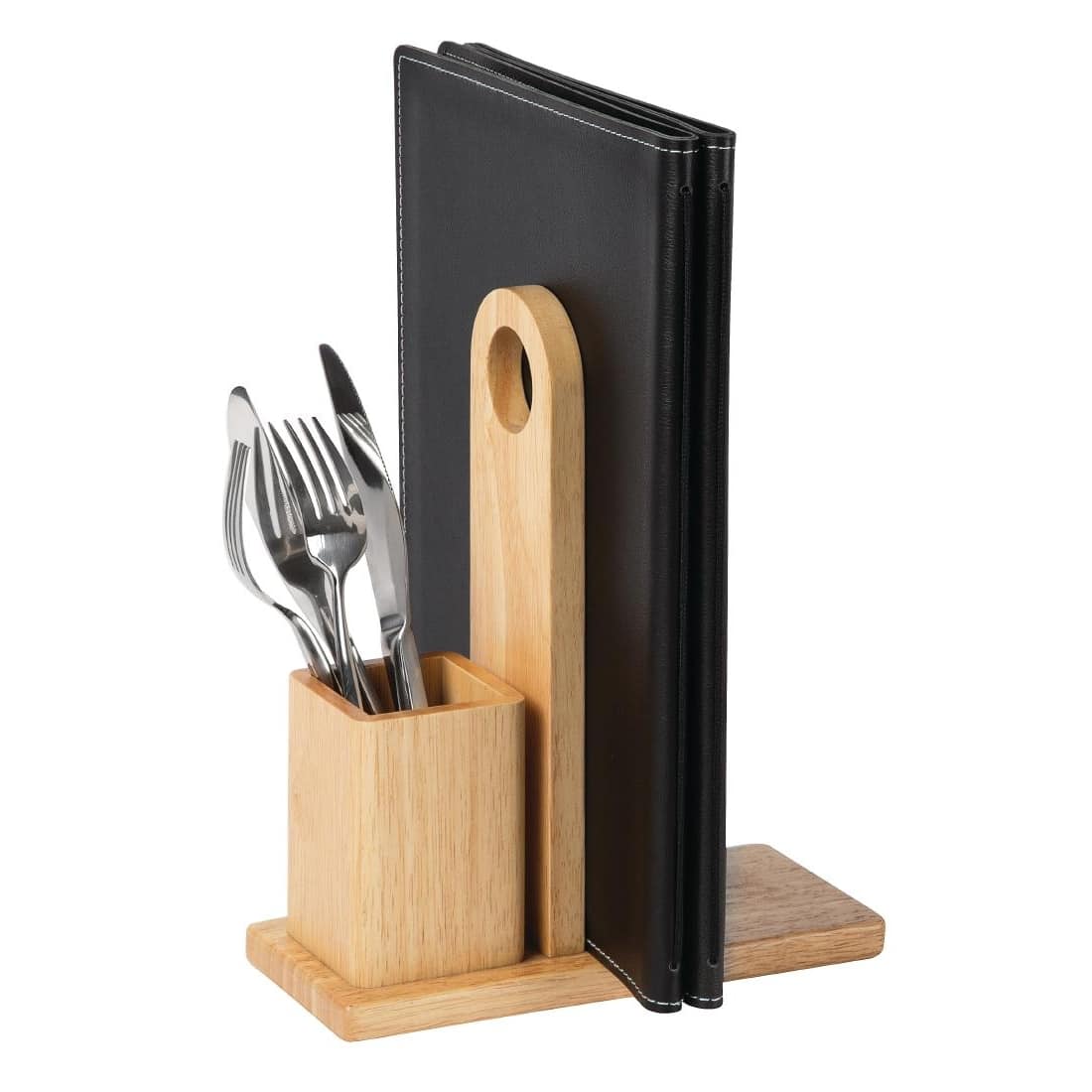 Olympia Wooden Menu Rack with Cutlery Pot