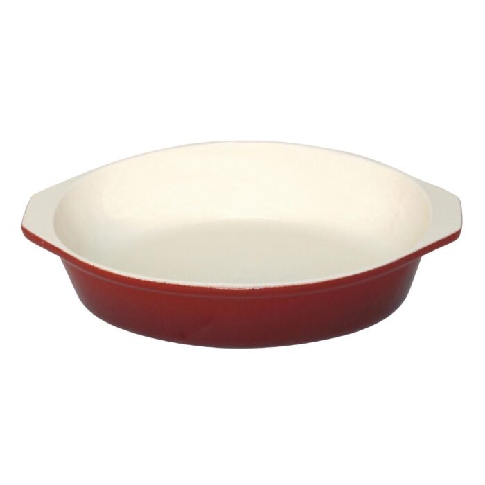 Vogue Red Round Cast Iron Gratin Dish 400ml