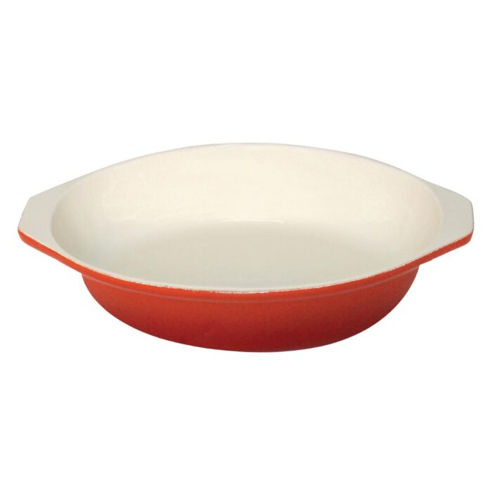 Vogue Orange Round Cast Iron Gratin Dish 400ml