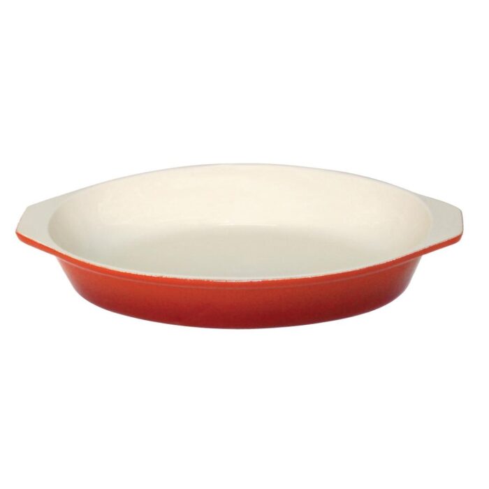 Vogue Orange Oval Cast Iron Gratin 650ml