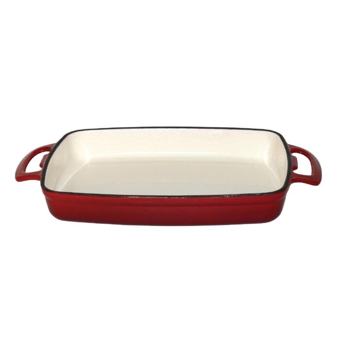 Vogue Red Rectangular Cast Iron Dish 1.8Ltr