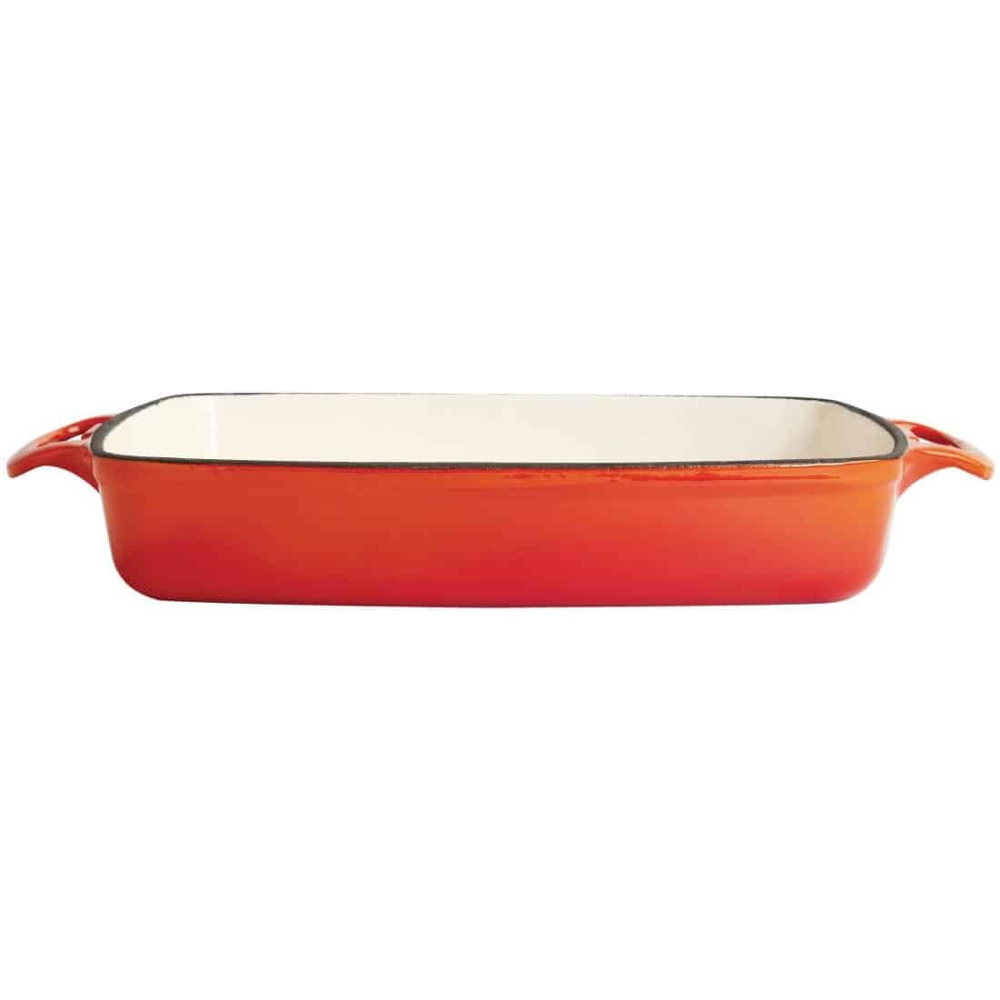 Vogue Orange Rectangular Cast Iron Dish 2.8Ltr