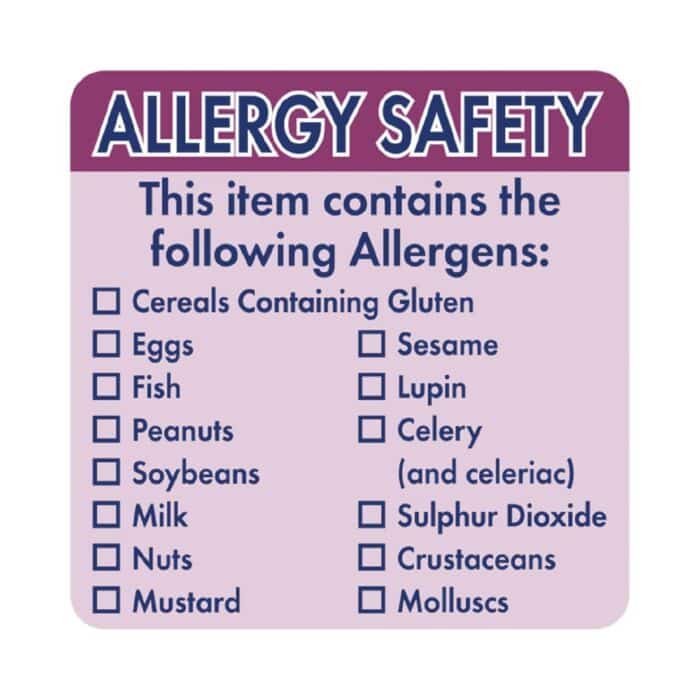 Vogue Allergen Food Labels