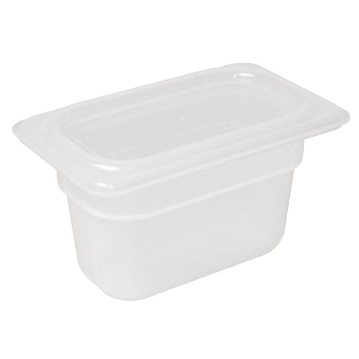 Vogue Polypropylene 1/9 Gastronorm Container with Lid 100mm