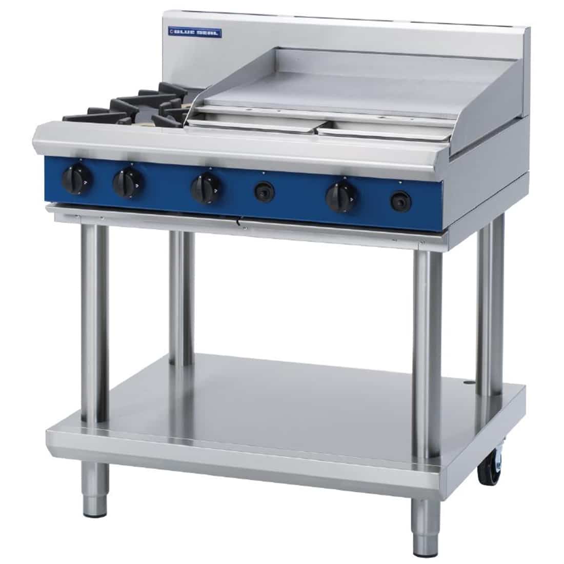 Blue Seal Evolution Cooktop 2 Open/1 Griddle Burner LPG on Stand 900mm G516B-LS/L