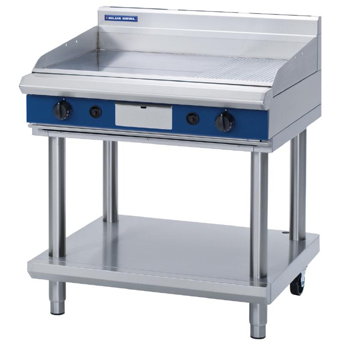 Blue Seal Evolution Chrome 1/3 Ribbed Griddle with Leg Stand LPG 900mm GP516-LS/L
