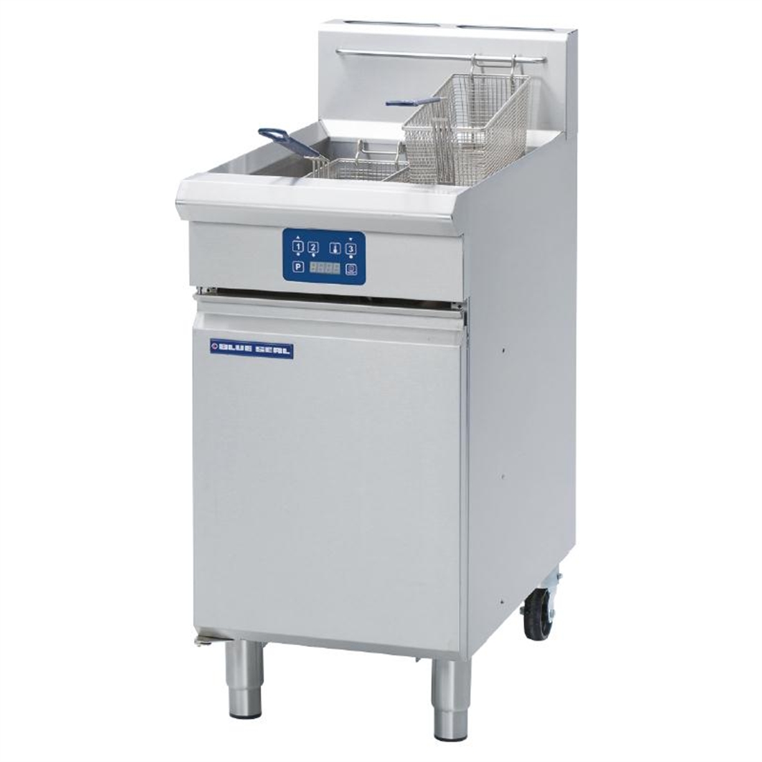 Blue Seal Evolution Vee Ray Single Tank Fryer with Elec Controls Nat Gas450mm GT45E/N