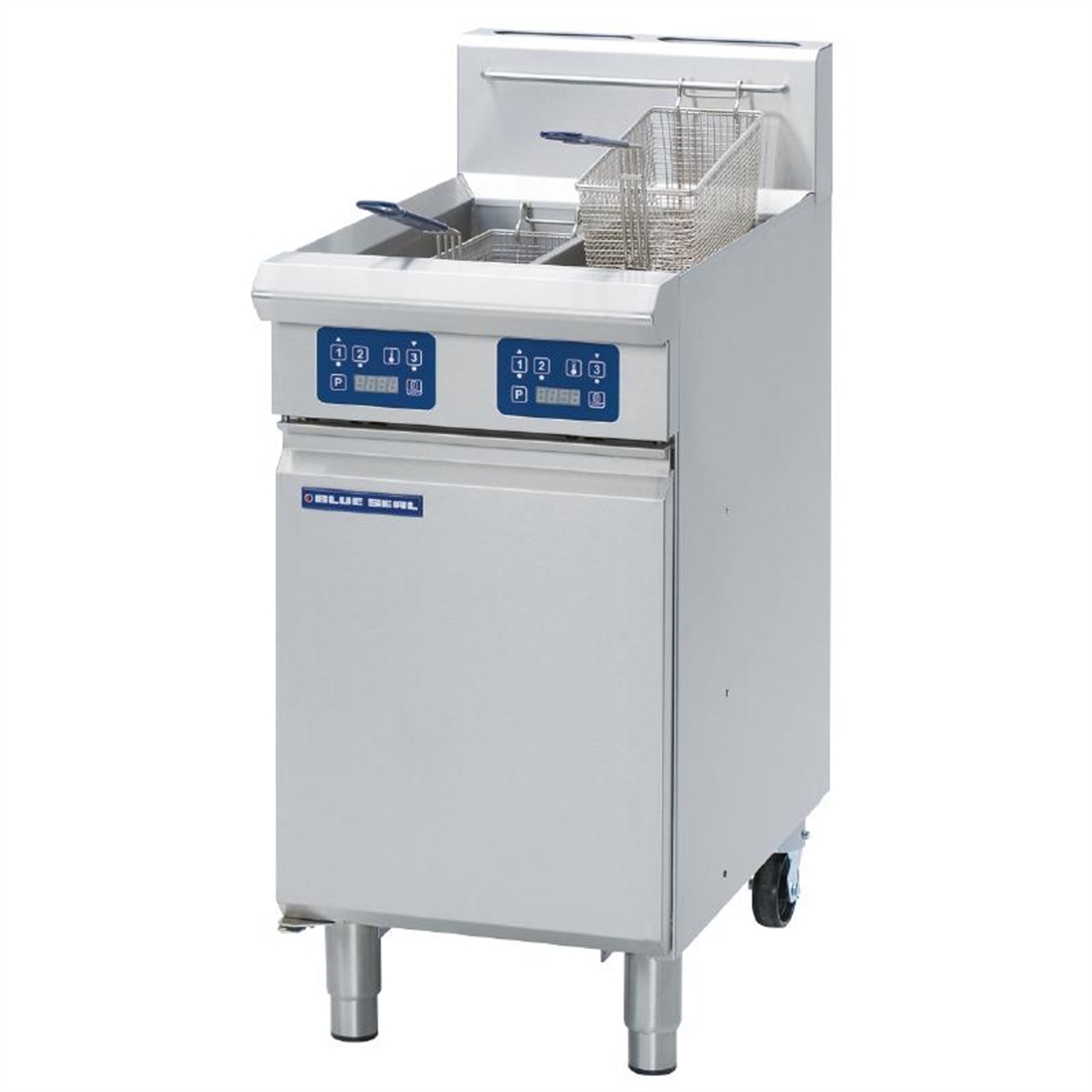 Blue Seal Evolution Vee Ray Twin Tank Fryer with Elec Controls Nat Gas450mm GT46E/N