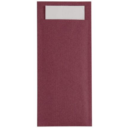 Europochette Kraft Burgundy Cutlery Pouch with Champagne Napkin