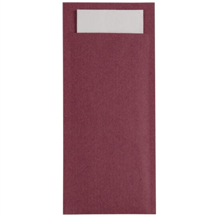 Europochette Kraft Burgundy Cutlery Pouch with Champagne Napkin