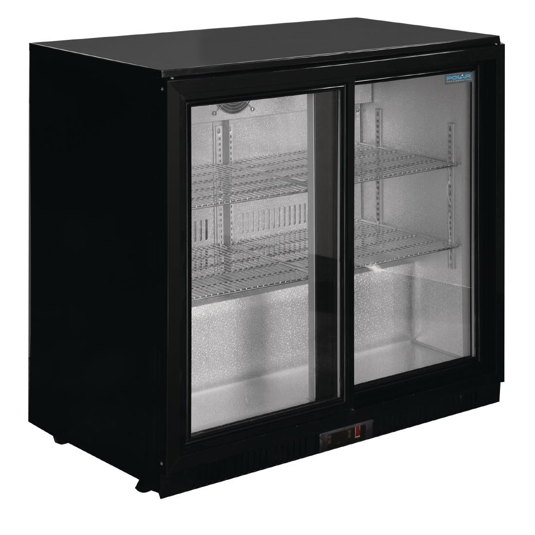 Polar Back Bar Cooler with Sliding Doors in Black 208Ltr