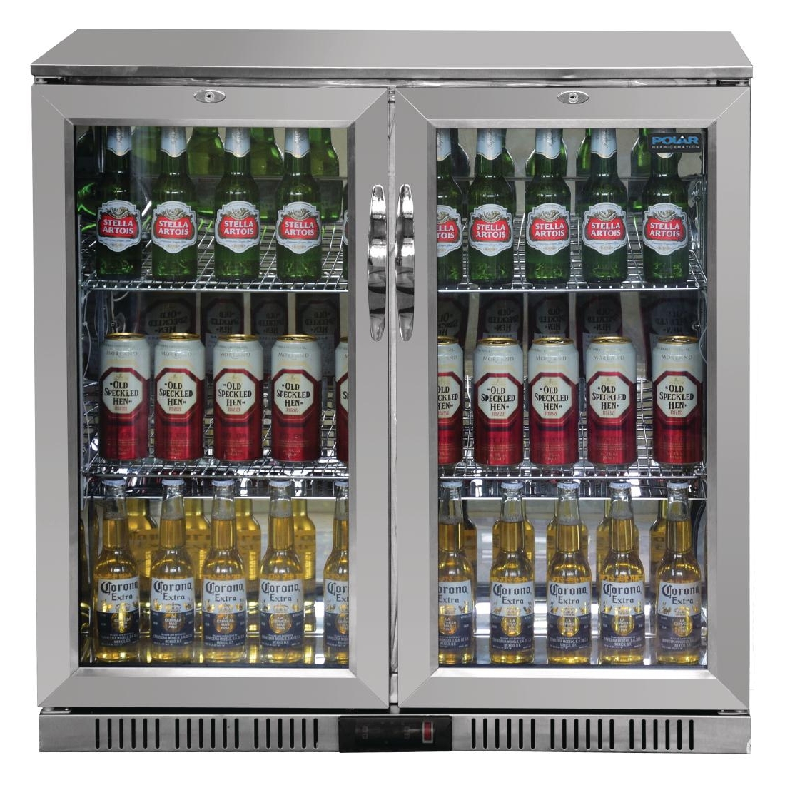 Polar Back Bar Cooler with Hinged Doors in Stainless Steel 208Ltr