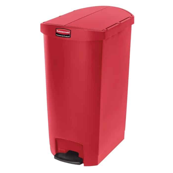 Rubbermaid Slim Jim End Step on Pedal Bin Red 68Ltr