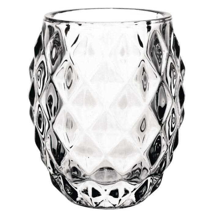 Olympia Glass Diamond Tealight Holder Clear 75mm