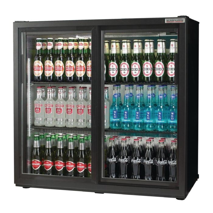 Autonumis Popular Double Sliding Door Maxi Back Bar Cooler Black A21094