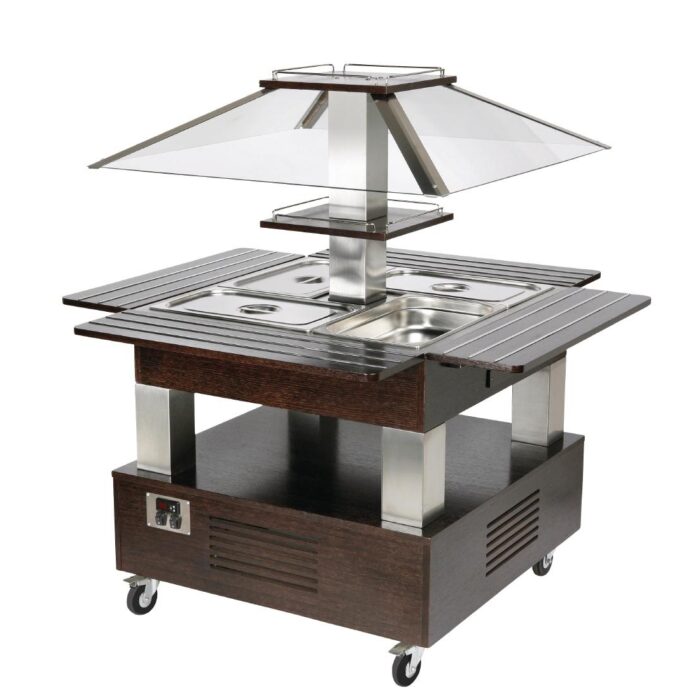 Roller Grill Heated Salad Bar Square Dark Wood