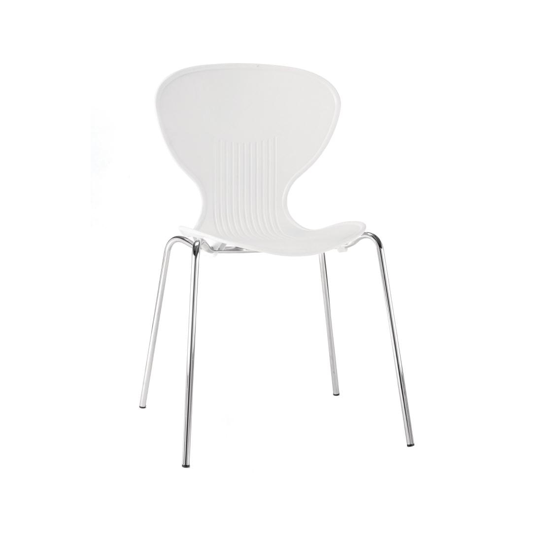 Bolero White Stacking Plastic Side Chairs (Pack of 4)