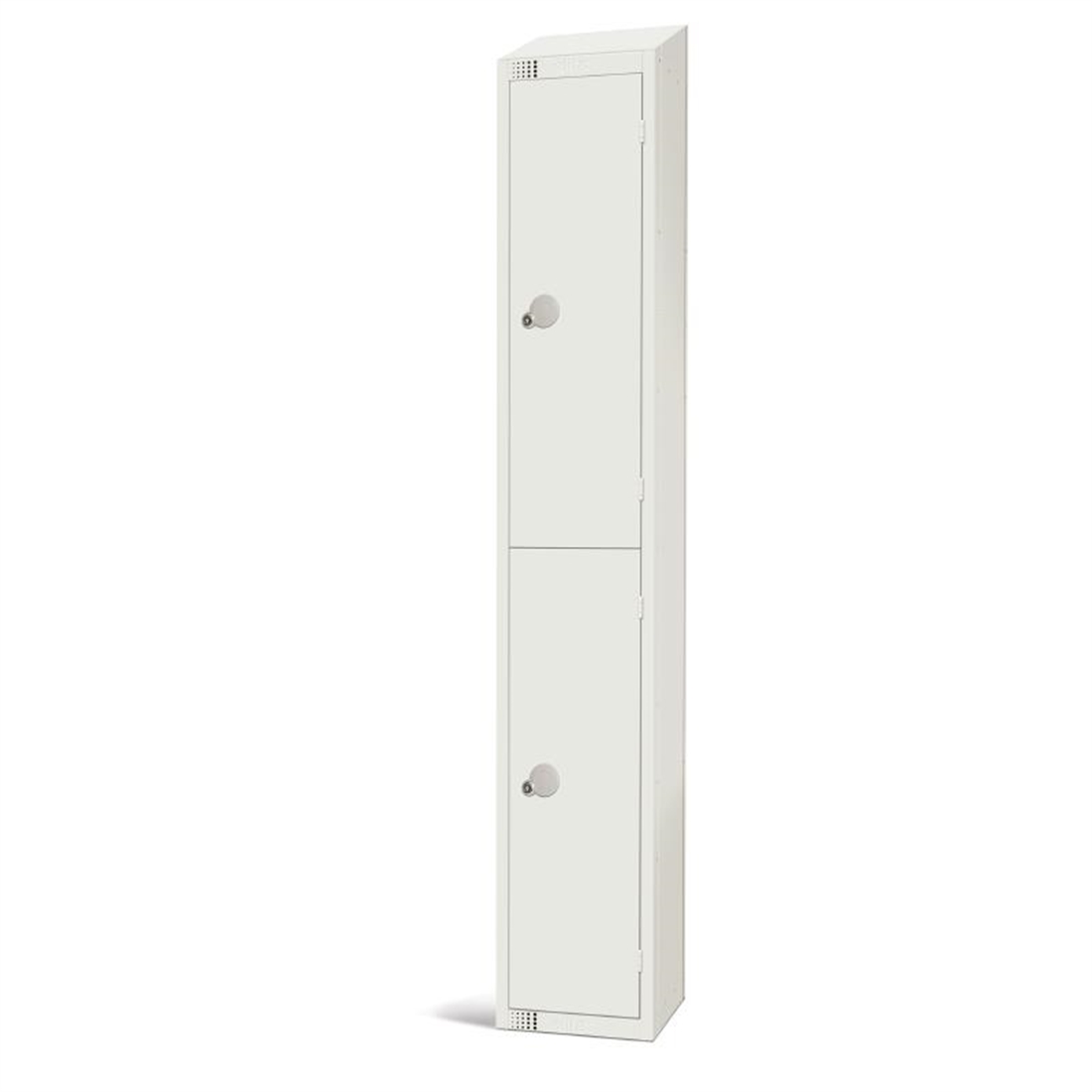 Elite Double Door Camlock Locker with Sloping Top White