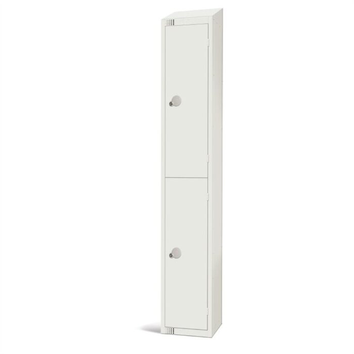 Elite Double Door Padlock Locker with Sloping Top White