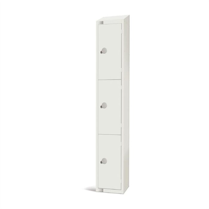 Elite Three Door Manual Combination Locker Locker White with Sloping Top