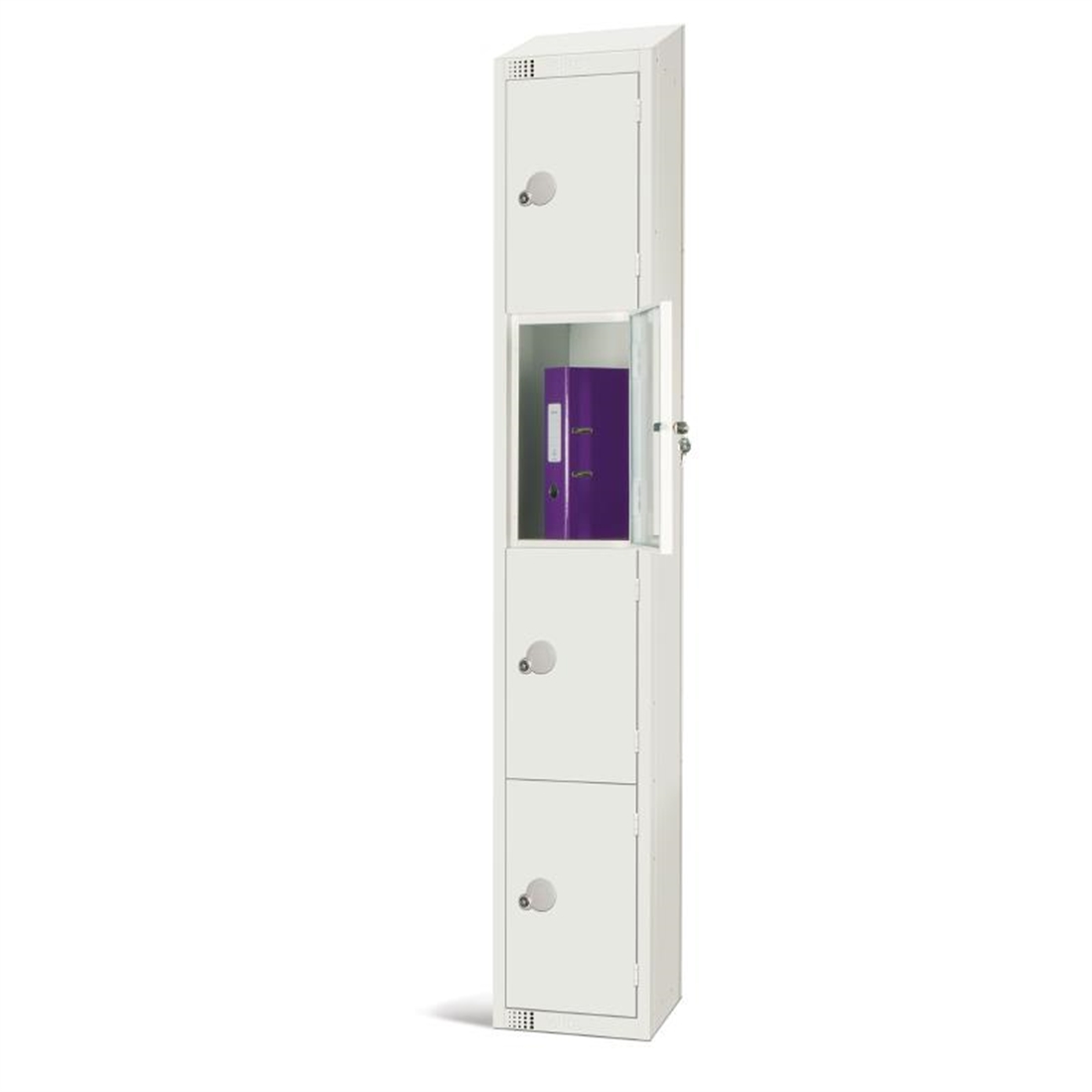 Elite Four Door Padlock Locker with Sloping Top White
