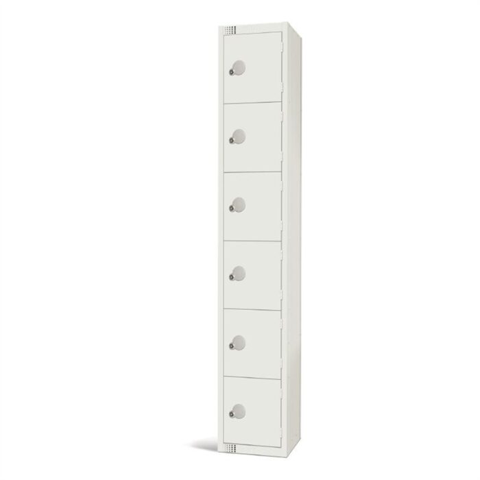 Elite Six Door Camlock Locker White