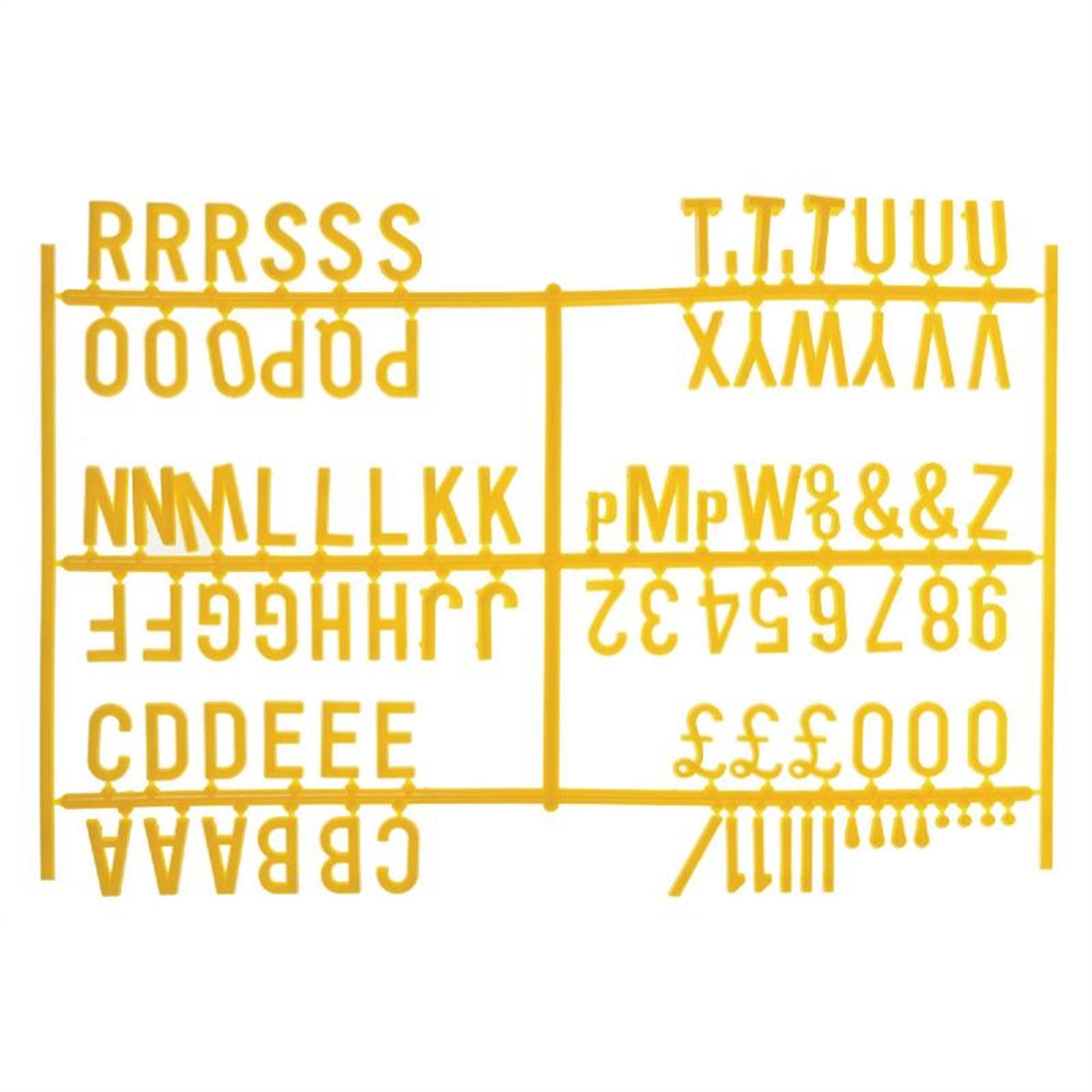 Beaumont Peg Board 20mm Letters 540 Characters Yellow