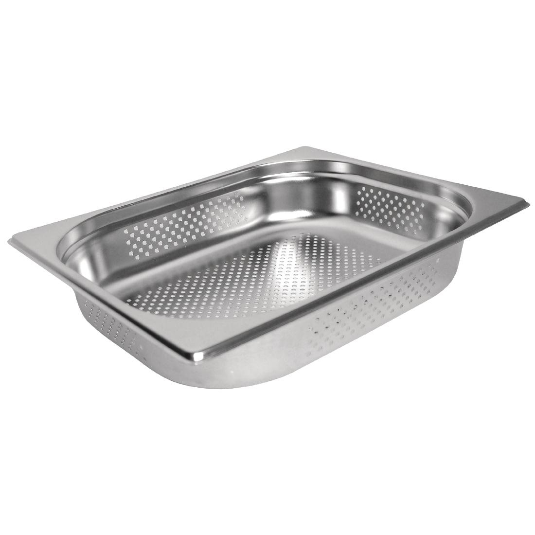 Vogue Stainless Steel Perforated 1/2 Gastronorm Pan 150mm