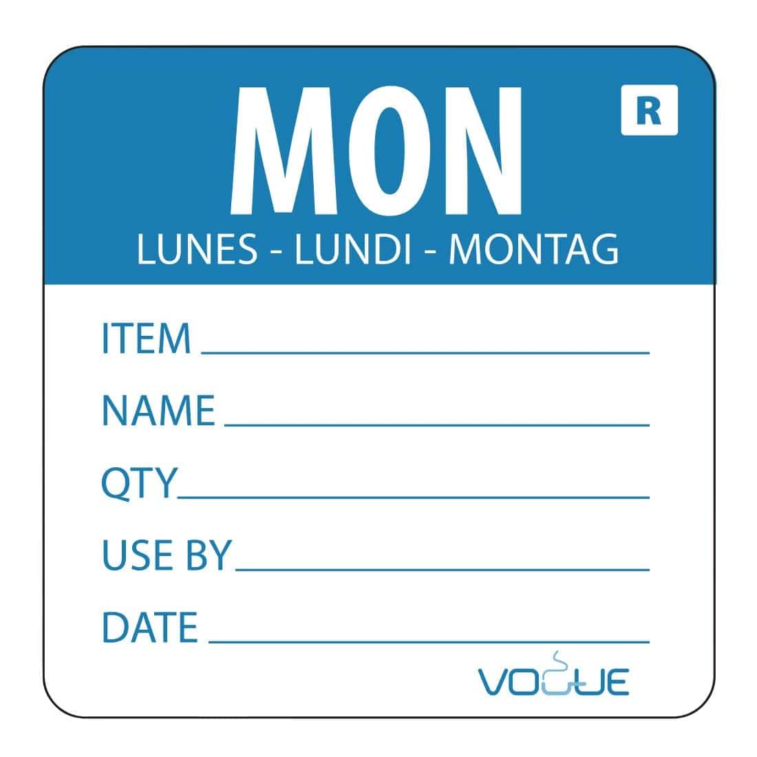 Vogue Removable Day of the Week Label Monday