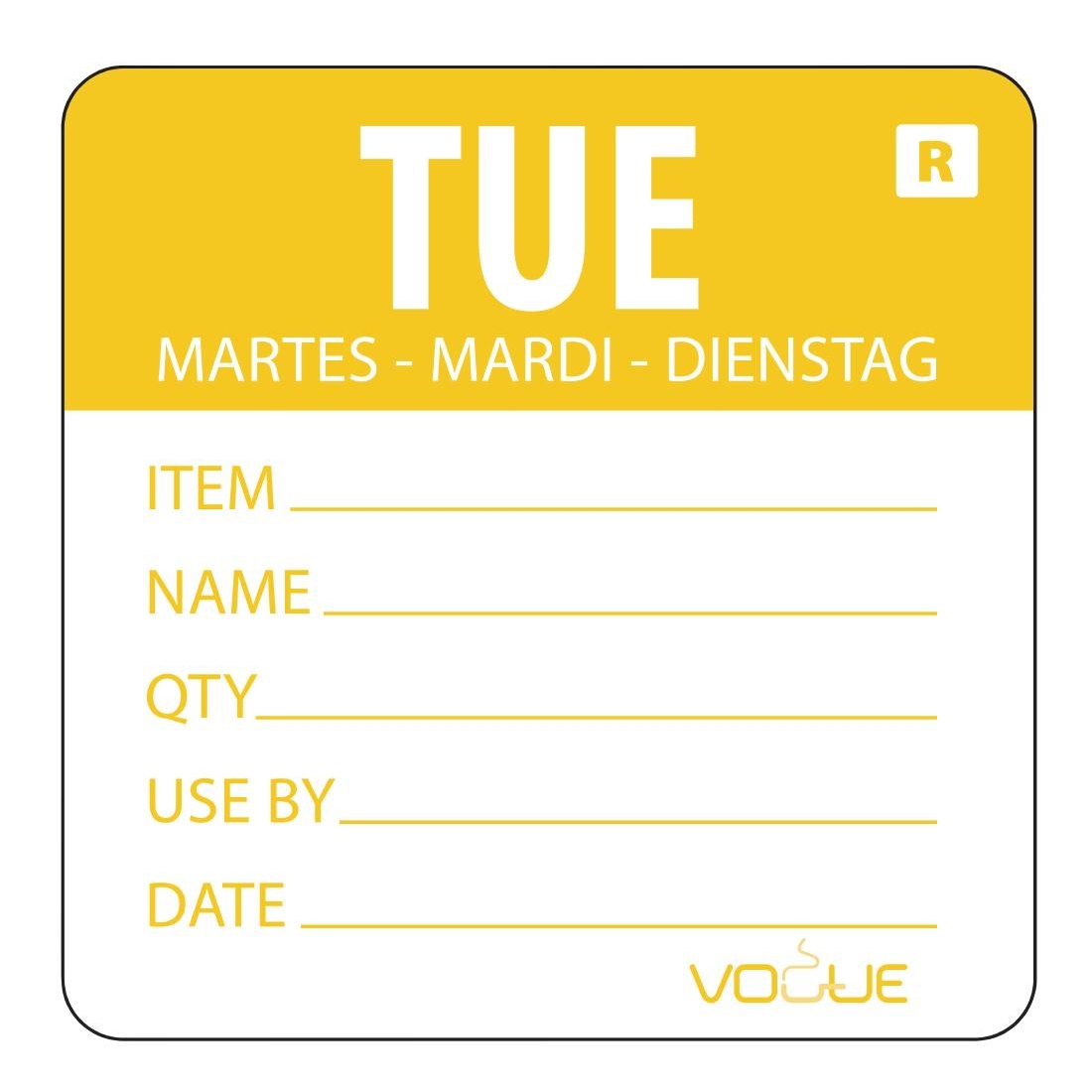 Vogue Removable Day of the Week Label Tuesday