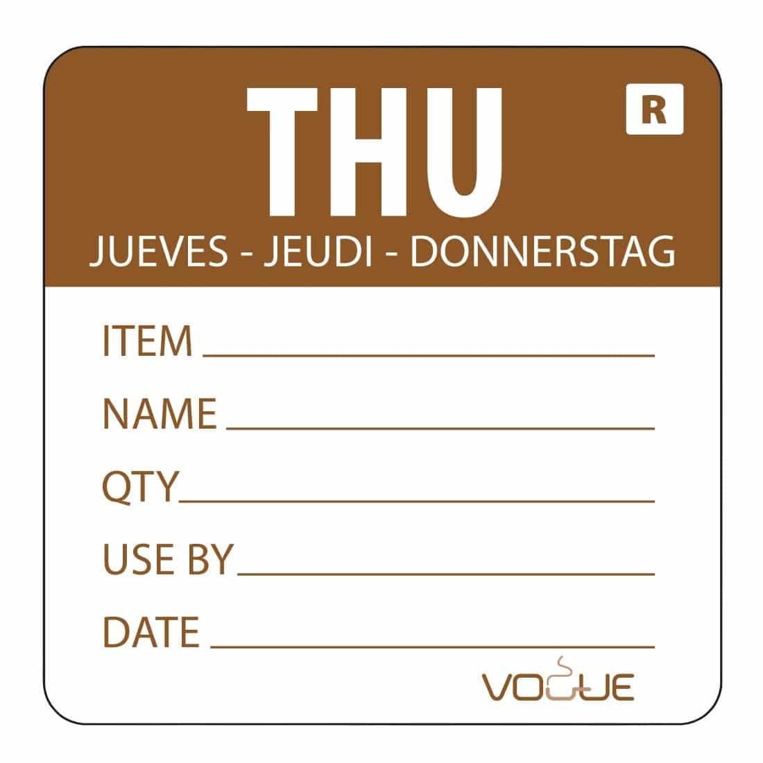 Vogue Removable Day of the Week Label Thursday