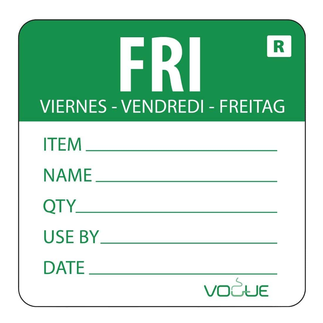 Vogue Removable Day of the Week Label Friday