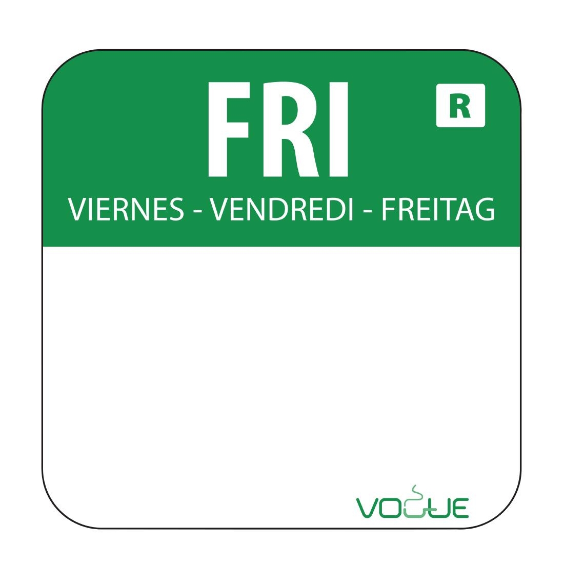 Vogue Removable Colour Coded Food Labels Friday