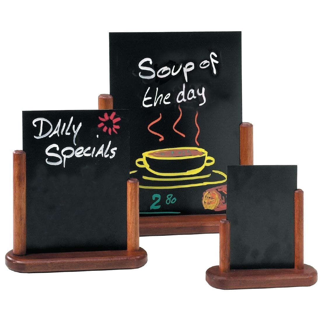 Securit Half Frame Table Top Blackboard 280mm x 200mm Mahogany