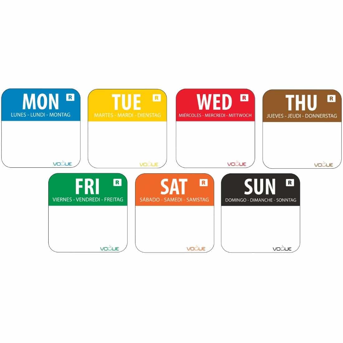 Vogue Removable Day of the Week Labels