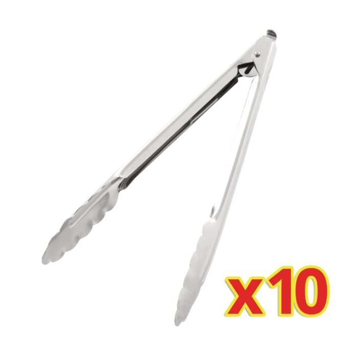 Bulk Buy Pack of 10 Catering Tongs 10"