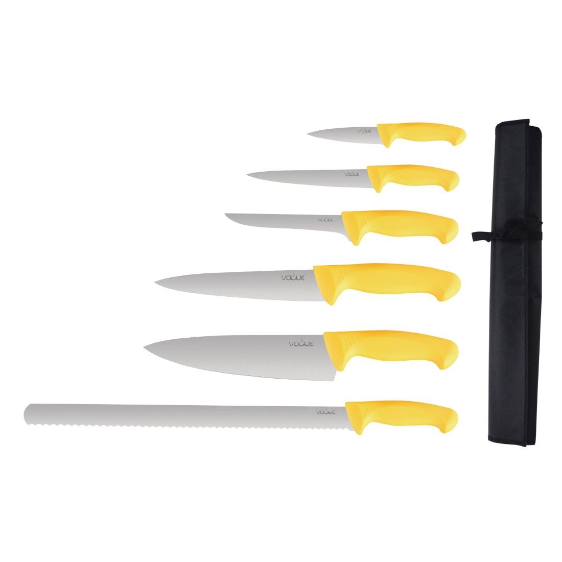 Vogue Yellow Handle 6 Piece Knife Set with Wallet