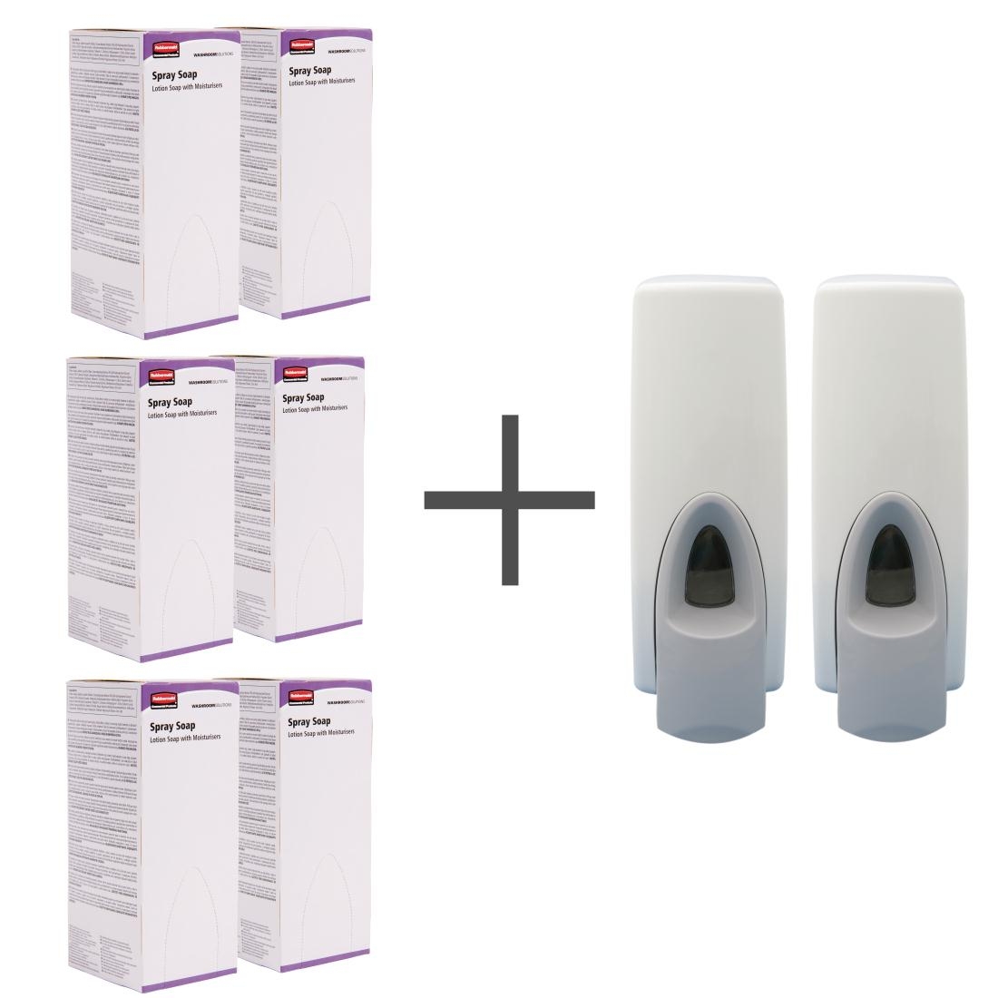 SALE OFFER 6 Rubbermaid Lotion Spray Soaps and 2 FREE Dispensers
