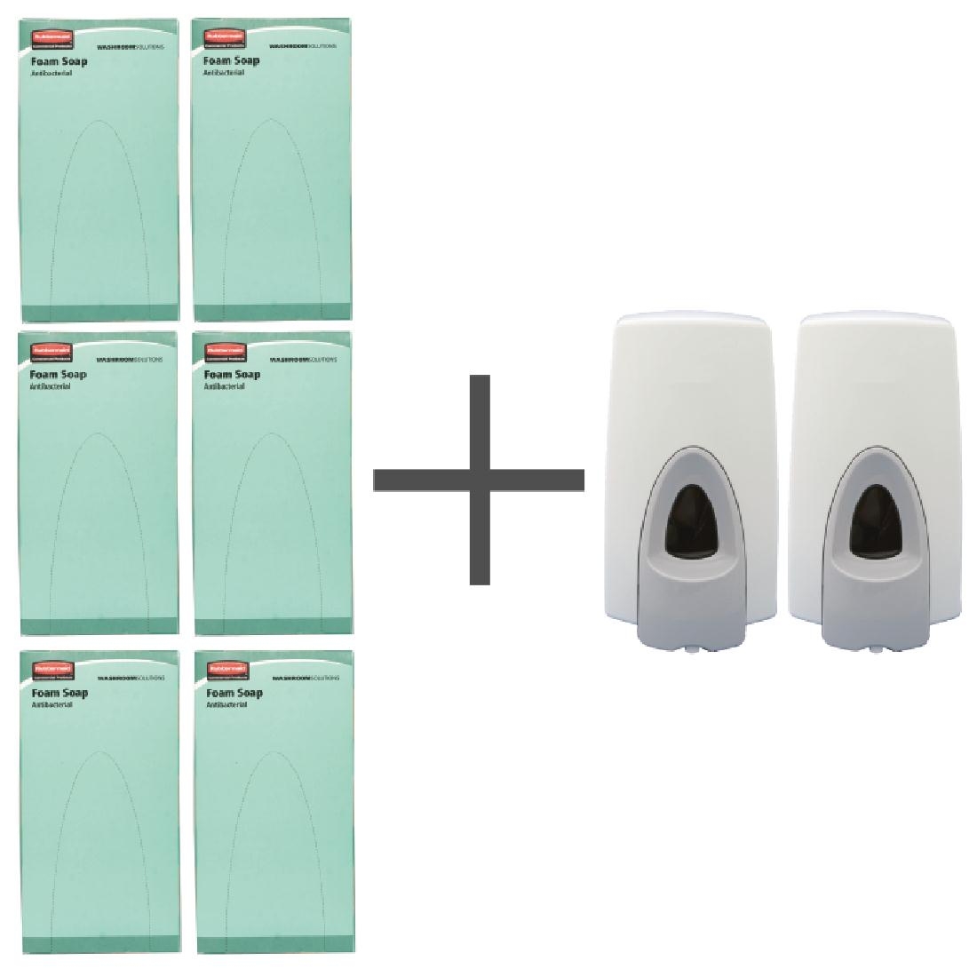 SALE OFFER 6 Rubbermaid Anti Bacterial Foam Soaps and 2 FREE Dispensers