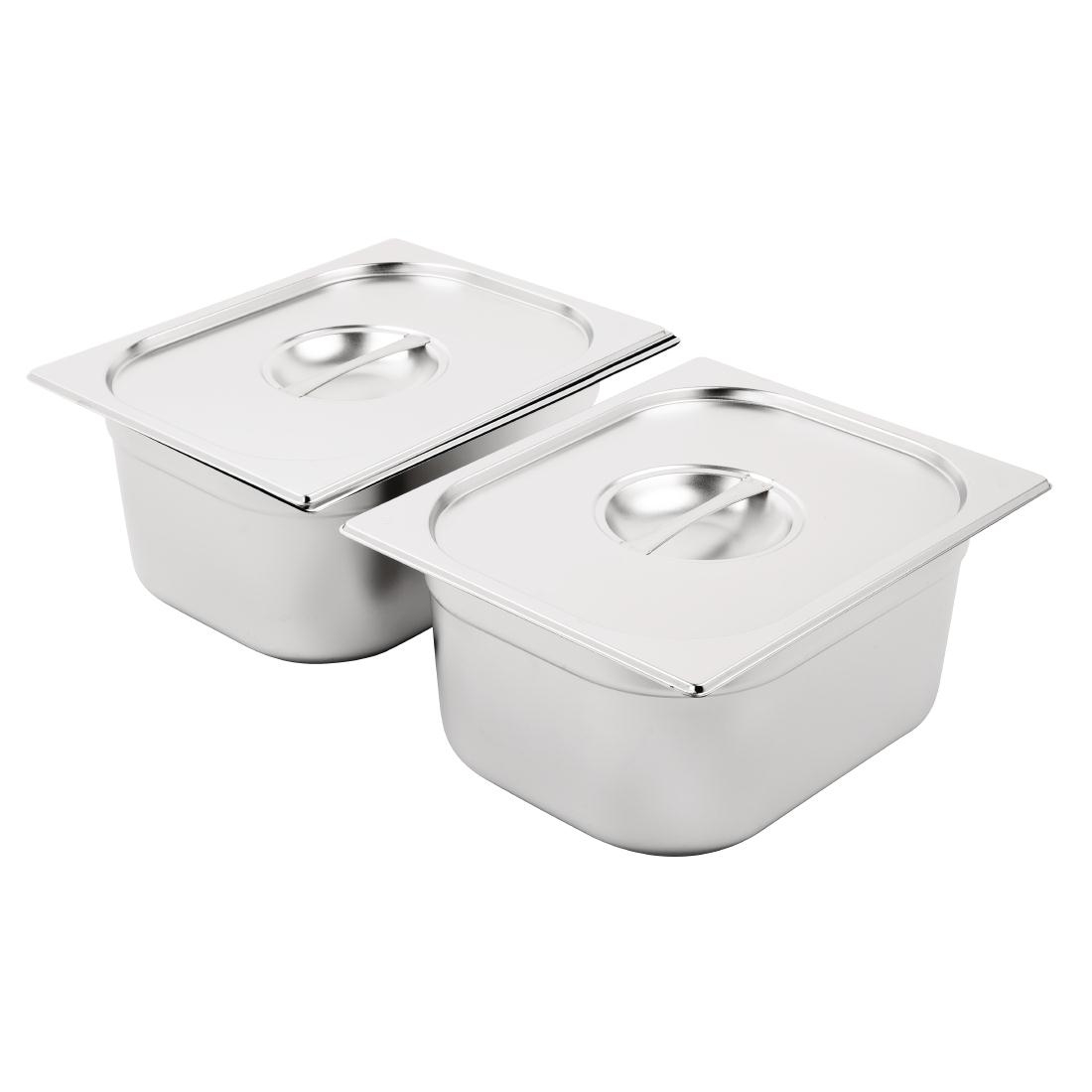 Vogue Stainless Steel Gastronorm Set 2 x 1/2 with Lids