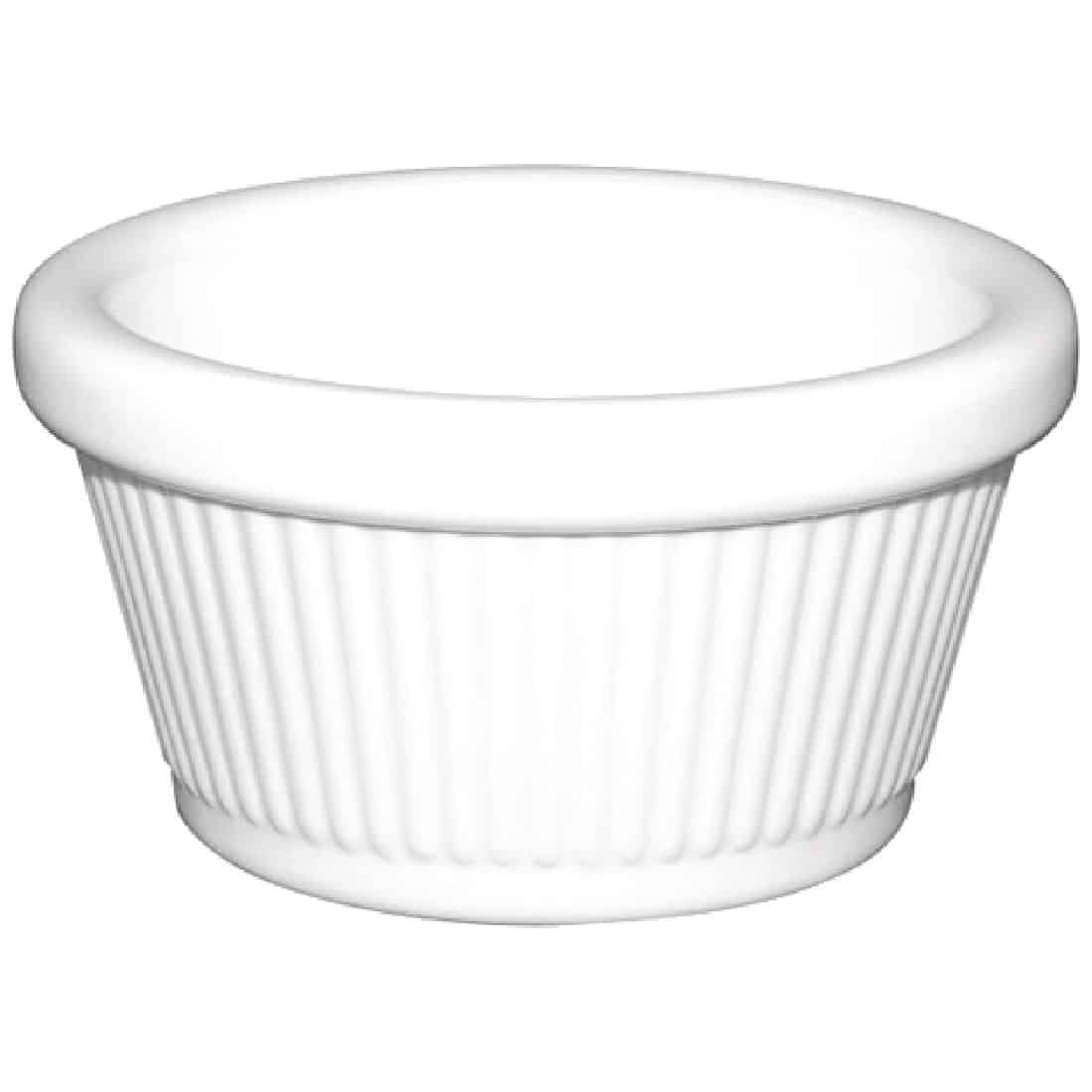 Kristallon Melamine Fluted Ramekins White 76mm