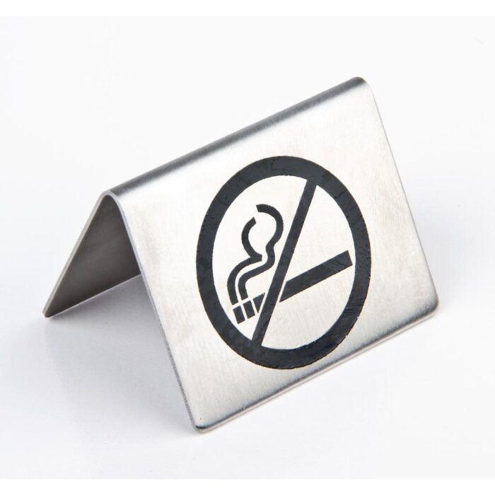 Brushed Steel No Smoking Table Sign
