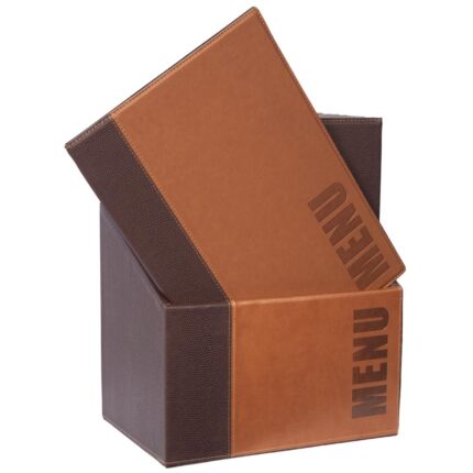 Securit Contemporary Menu Covers and Storage Box A4 Tan